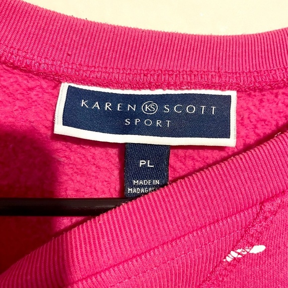Karen Scott Sport- Hot Pink Pullover Sweatshirt - Size PL - Picture 5 of 8